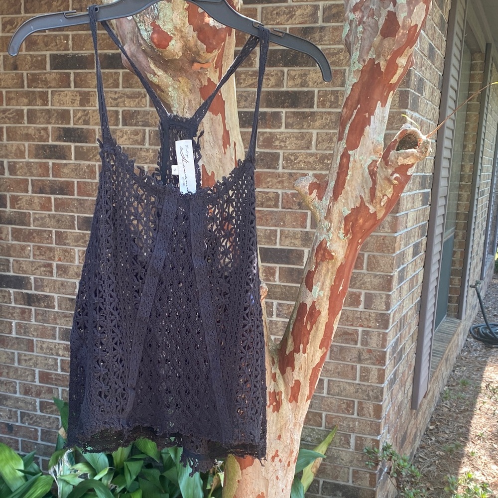 Black Crochet Camisole Tank vintage Havana 🌶️❤️‍🔥🍒